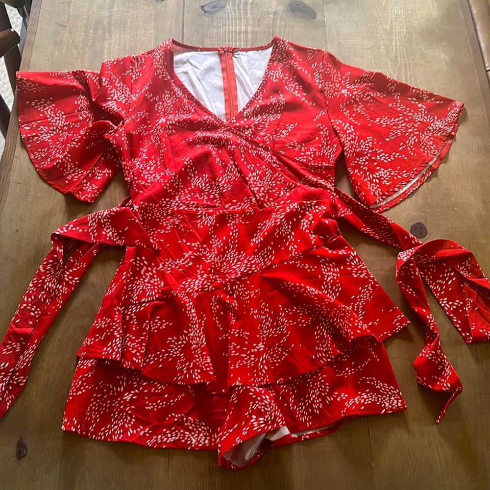 burnt orange red romper